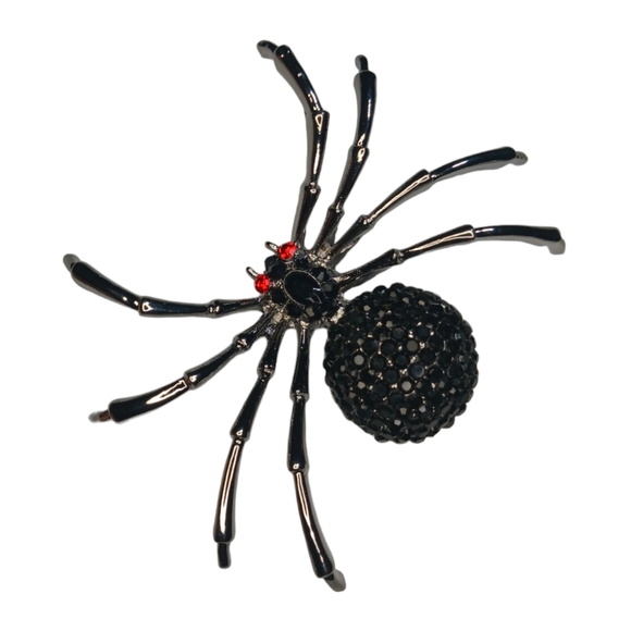 Bling Spider Pin Rhinestone Brooch - Picture 12 of 12